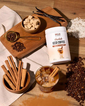 Bella All Natural Horchata Iced Coffee ready-to-drink for on-the-go enjoyment.
