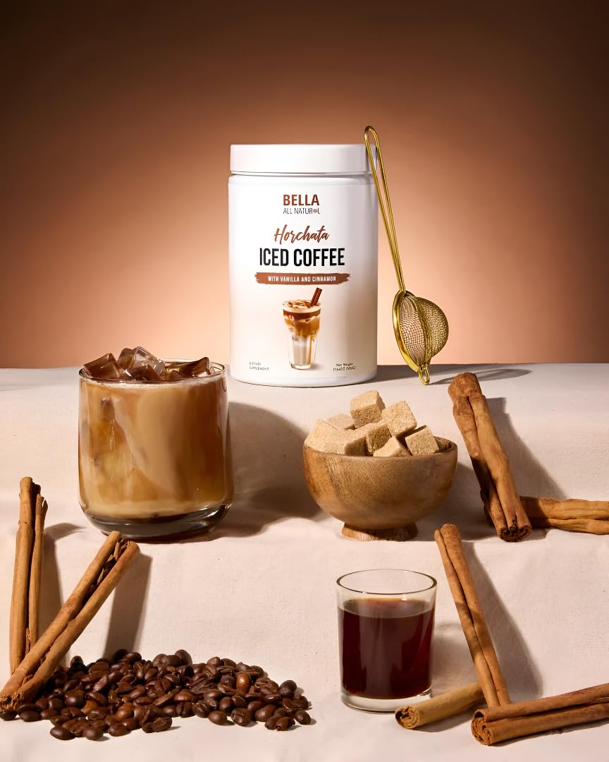 Bella All Natural Horchata Iced Coffee swirl reveals creamy layers and color.
