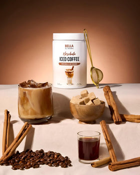 Bella All Natural Horchata Iced Coffee swirl reveals creamy layers and color.
