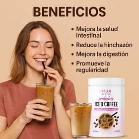 Pouring Bella All Natural Probiotic Iced Coffee into a glass for a chilly moment.