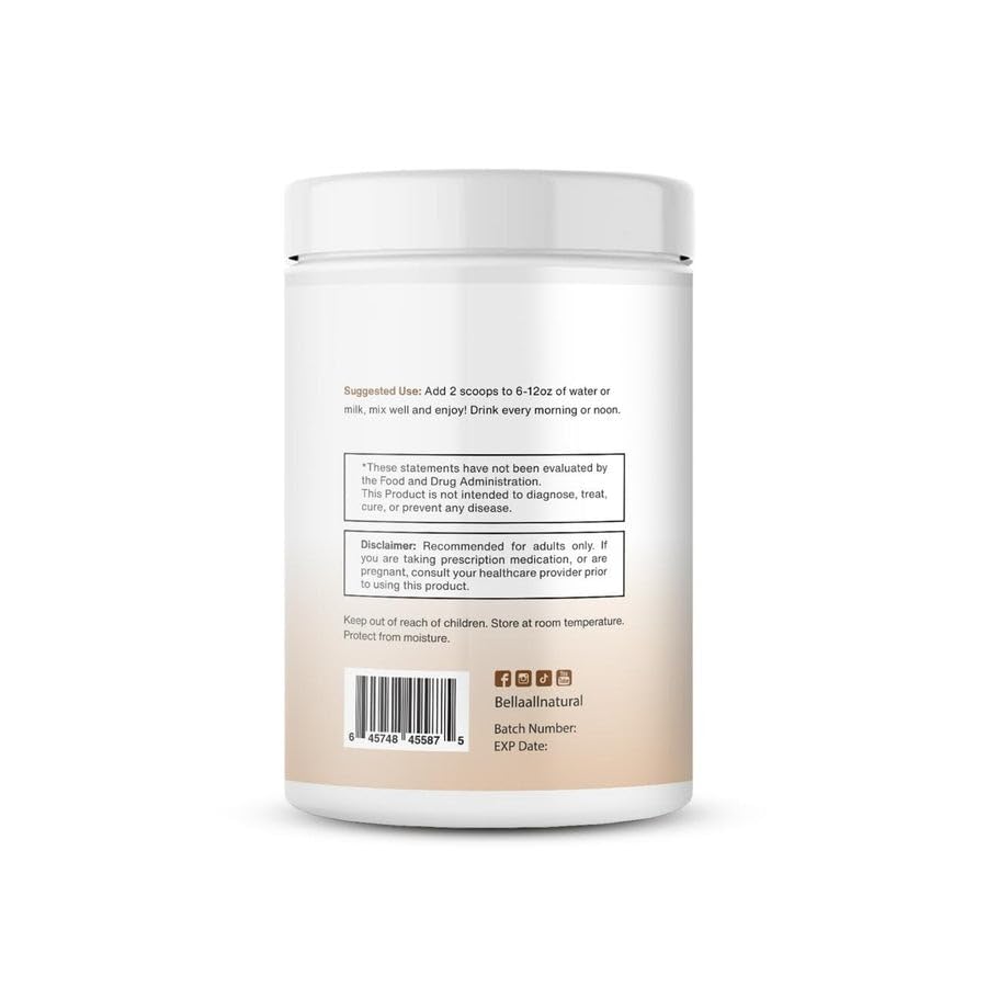 Bella All Natural Probiotics Cappuccino Coffee powder dissolving into a cup.