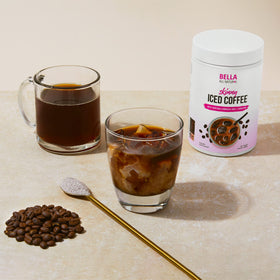 Serving Bella Skinny Iced Coffee over ice for a refreshing morning
