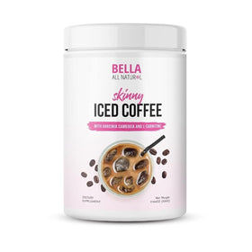 Bella All Natural Skinny Iced Coffee packaging shows convenient low-cal mix