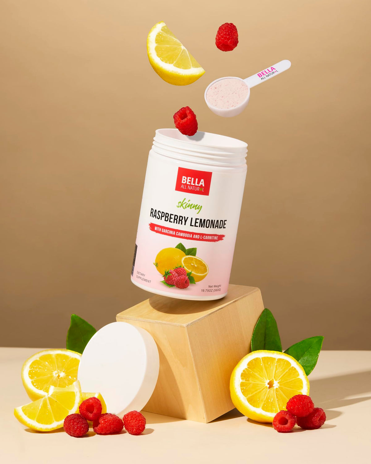 Bella All Natural Skinny Lemonade Raspberry bottle closed—portable, go-to refreshment.