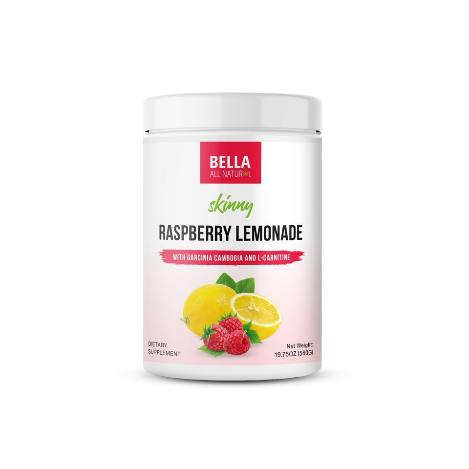 Bella All Natural Skinny Lemonade Raspberry bottle front—bright pink color and label.