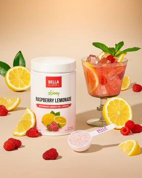 Bella All Natural Skinny Lemonade Raspberry ingredients label—real fruit juice and stevia.