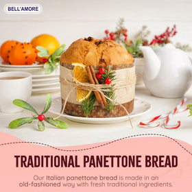 Bell'Amore Panettone sliced on a plate highlighting soft texture
