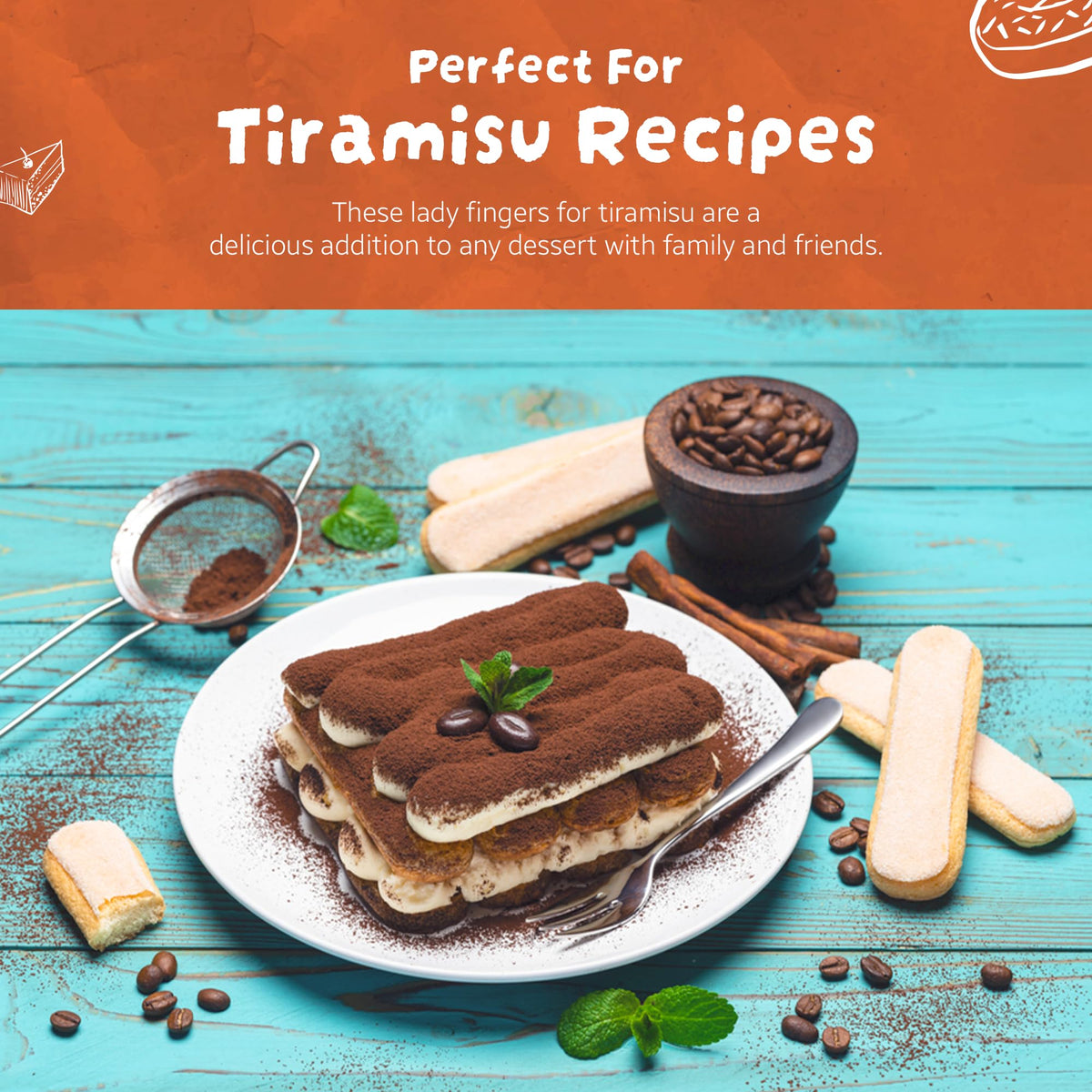Bell'Amore Savoiardi biscuits showcase firm texture for structured tiramisu.