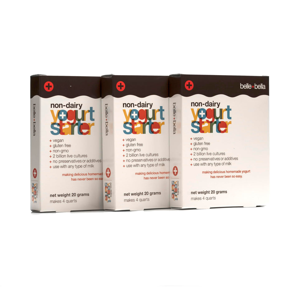 Belle + Bella yogurt starter pack for 12 quarts of dairy-free yogurt