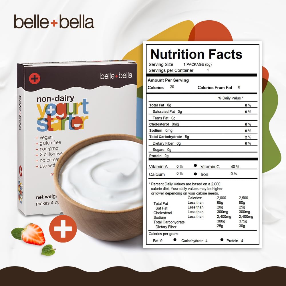 Belle + Bella starter with 2 billion cultures for rich dairy-free yogurt
