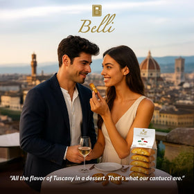 Belli Italian Figs Biscotti coffee pairing image, ideal morning companion.