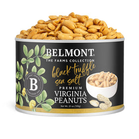 Belmont Peanuts Black Truffle Virginia Peanuts in a 25oz jar for premium snacking