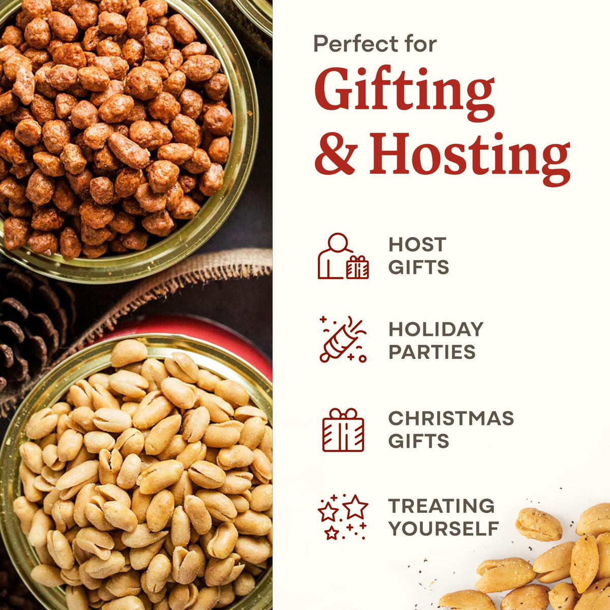 Belmont Peanuts cracked pepper coating close-up conveys bold savory notes