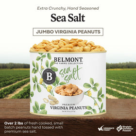 Belmont Peanuts jumbo Virginia peanuts roasted for exceptional crunch and savory sea salt.