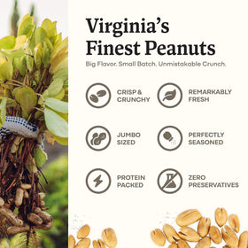Hand-seasoned roasting shown in Belmont Peanuts, for a rich, craft-made crunch.