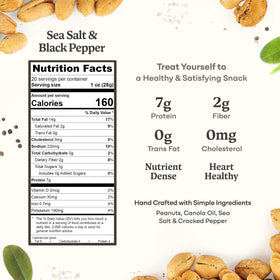 Belmont Peanuts ready-to-snack serving suggestions beside the bag