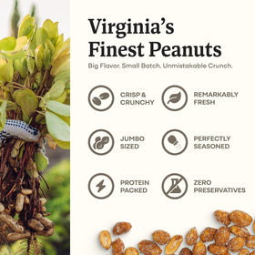 Virginia jumbo peanuts deliver extra crunch with Belmont's honey glaze.