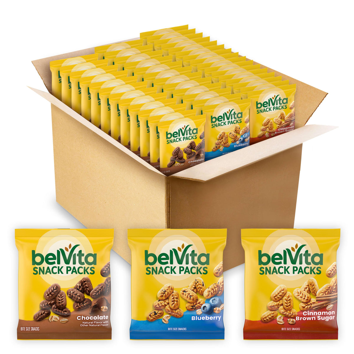 Belvita Bites Chocolate mini snack close-up showing crunchy texture for on-the-go energy.