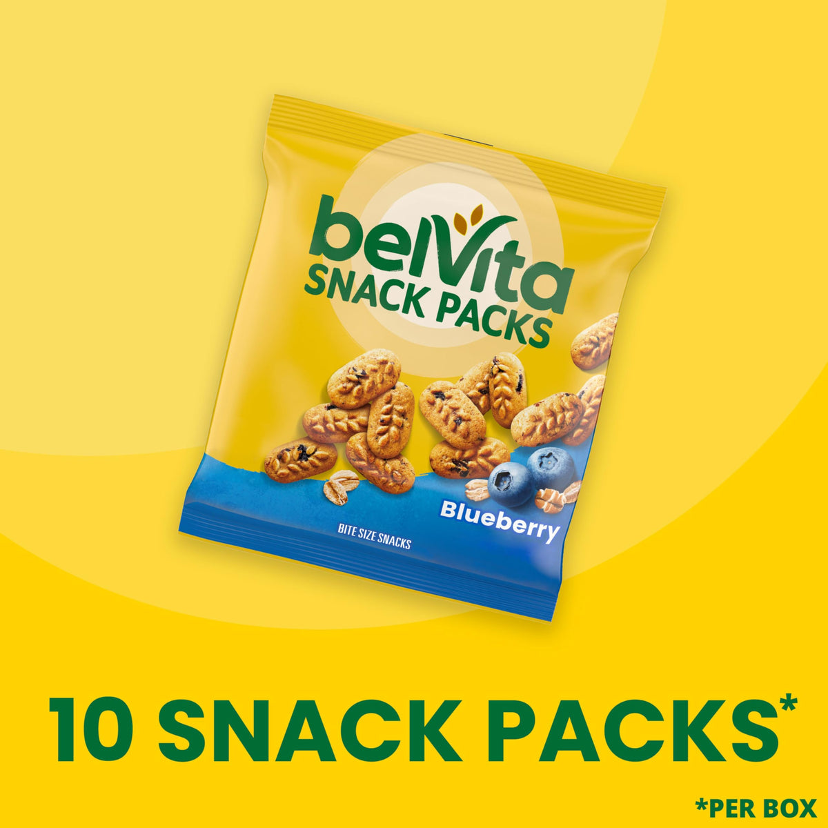 Blueberry chunks and bite texture highlight wholesome flavor in BelVita Crunchy Bites.
