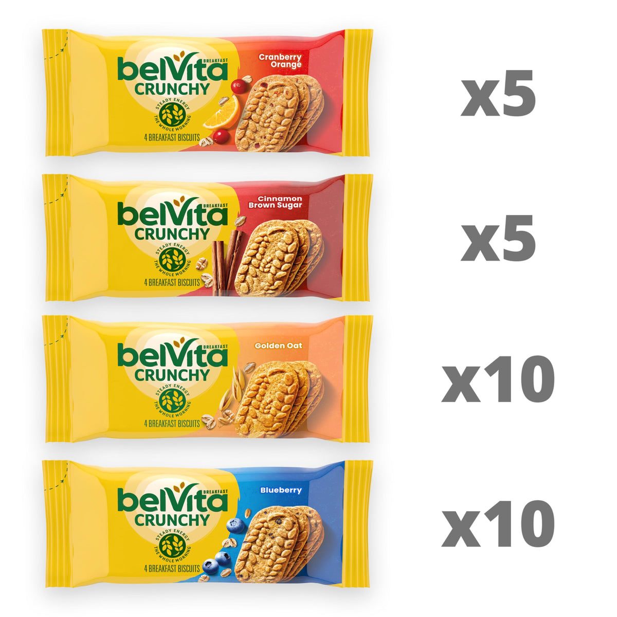 Belvita Cinnamon Brown Sugar Breakfast Biscuits pack for a comforting, convenient morning bite.