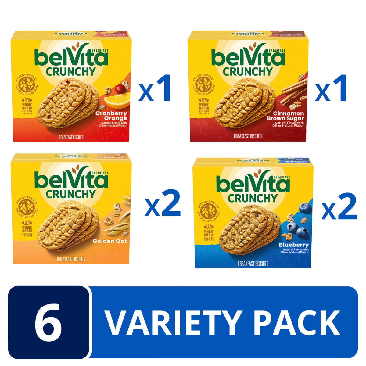 Belvita Cranberry Orange Breakfast Biscuits pack offers flavorful energy for busy mornings.