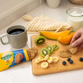 Belvita Kosher and cholesterol-free biscuits label on packaging.