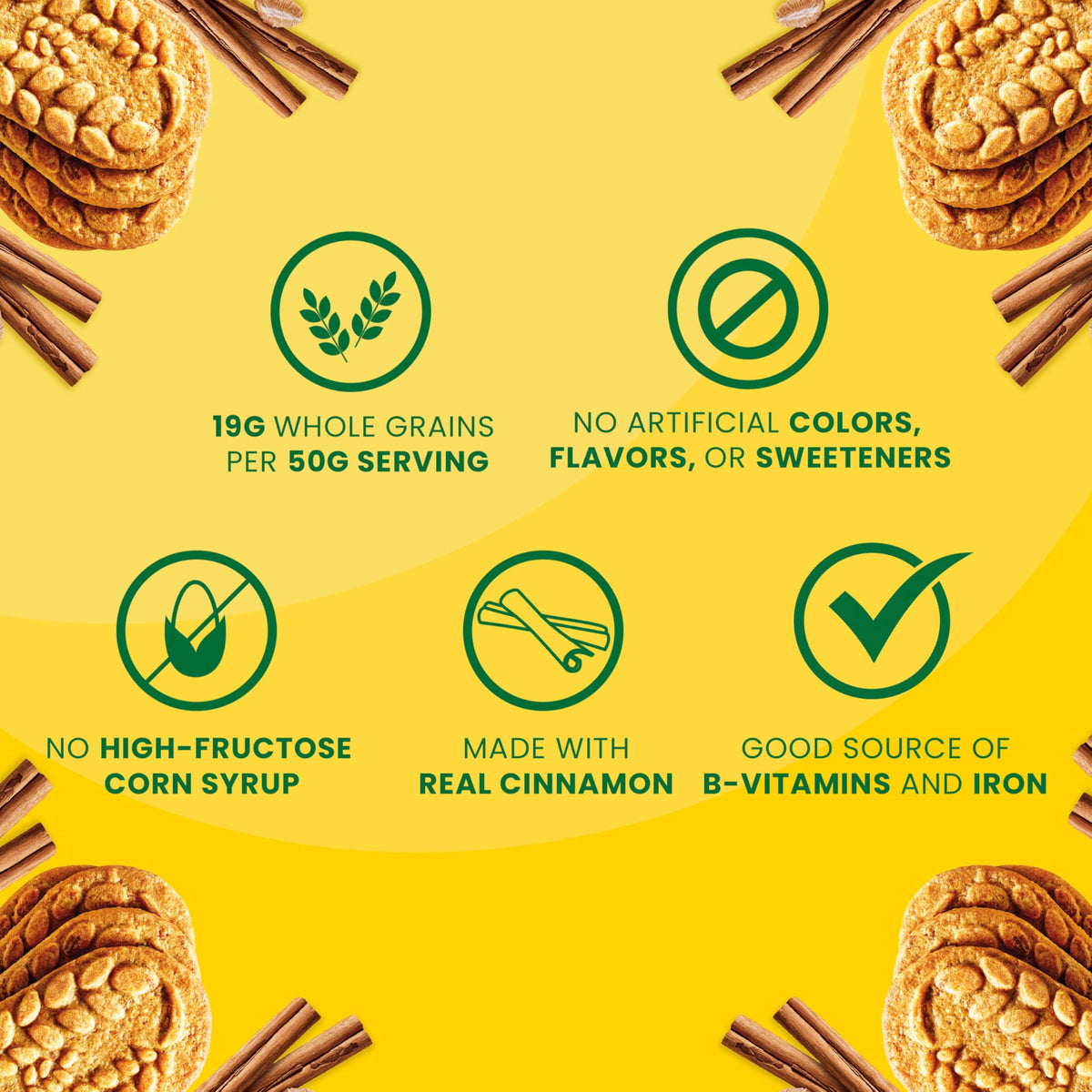 Belvita Cinnamon Brown Sugar Breakfast Biscuits whole grain content close-up