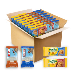 Belvita–Clif variety-pack front view for easy on-the-go fueling during busy mornings.