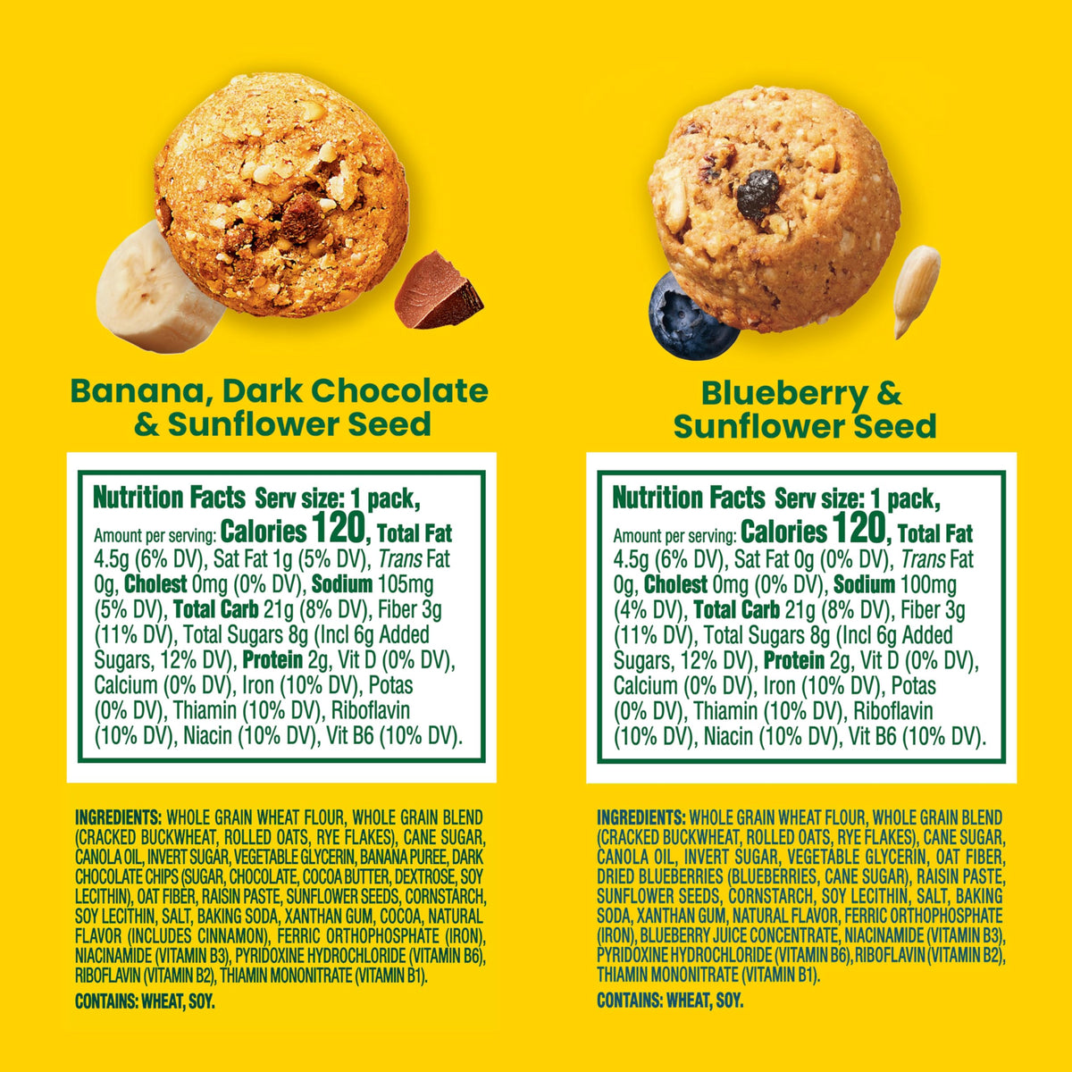 Belvita Energy Snack Bites banana, dark chocolate, and sunflower seeds for a tasty pick-me-up.
