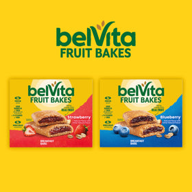 Belvita Fruit Bakes bar with real fruit filling and protein