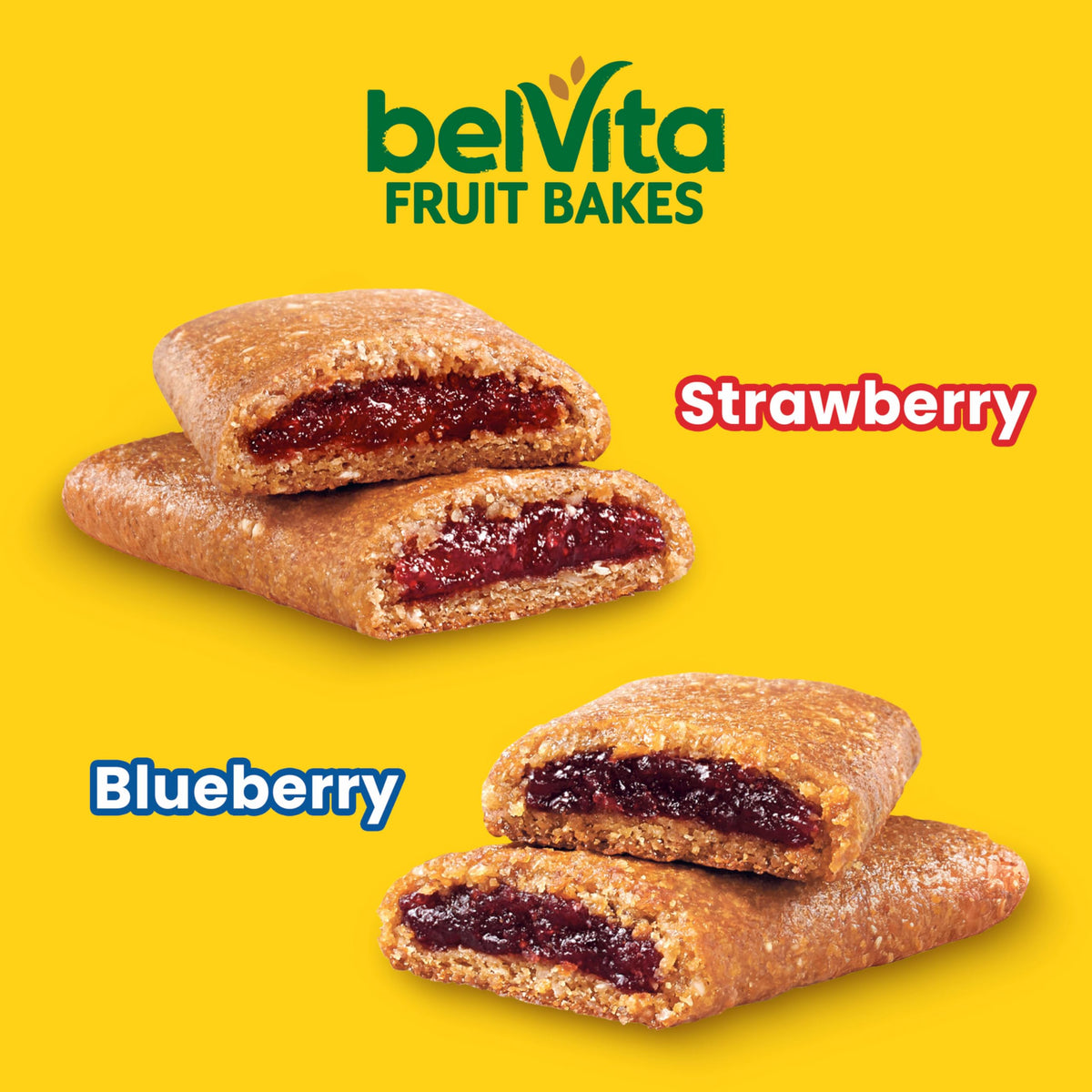 Belvita Fruit Bakes strawberry bar close-up showing real fruit filling