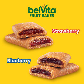 Belvita Fruit Bakes strawberry bar close-up showing real fruit filling