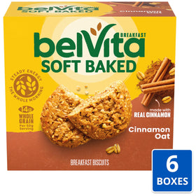 Close-up of Belvita bar highlighting its chewy texture for steady morning energy.
