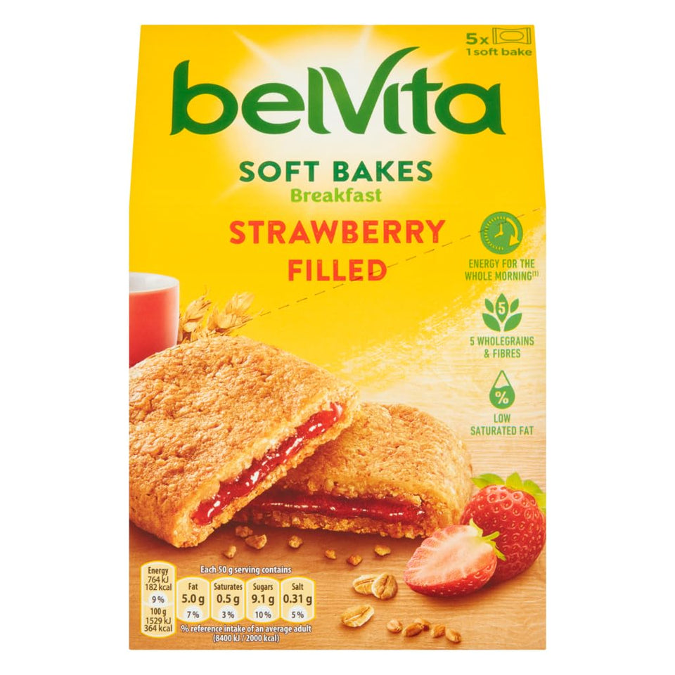 Belvita soft filled strawberry bar for on-the-go energy