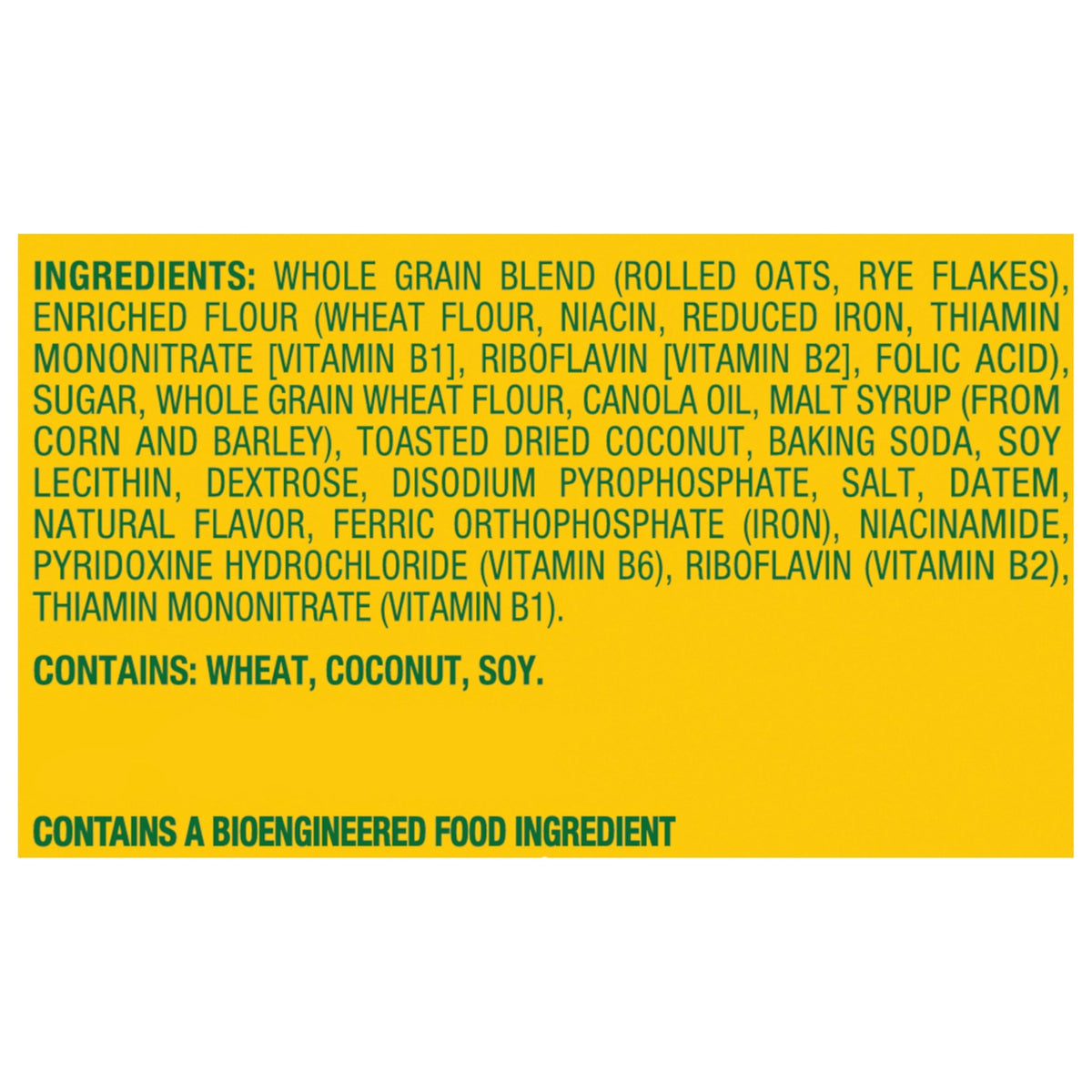 Belvita Toasted Coconut Bars feature kosher and cholesterol-free formulation.