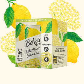 Belvoir Farms Sparkling Elderflower Lemonade 4-pack can for on-the-go refreshment