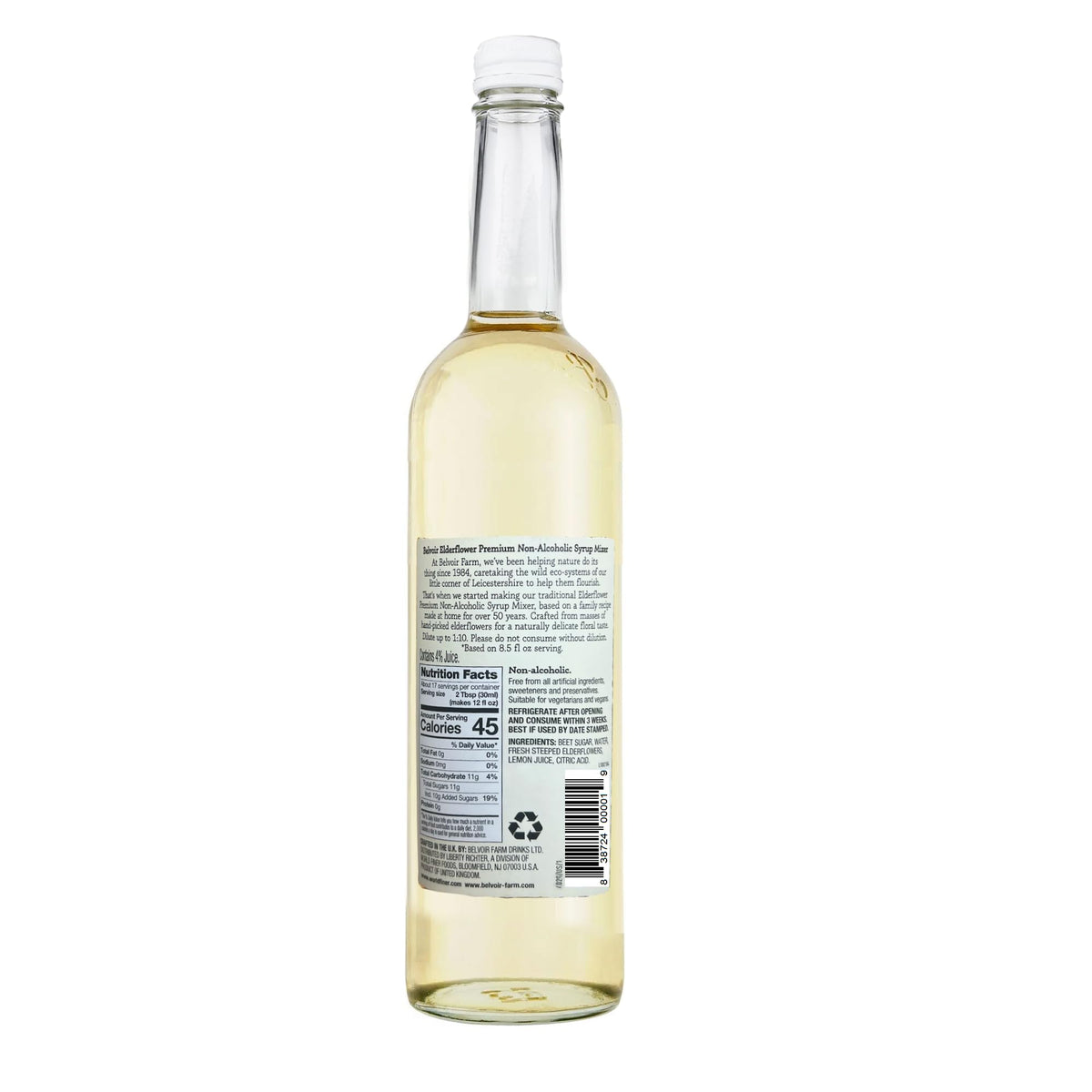 Cocktail example using elderflower syrup and gin