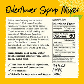 Close-up of Belvoir syrup label showing natural ingredients