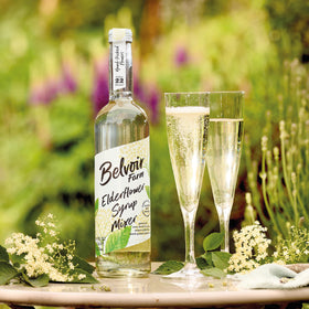 Table setting featuring drinks made with Belvoir Elderflower Syrup.
