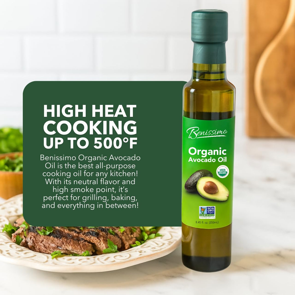 Benissimo avocado oil drizzle over fresh salad dressing