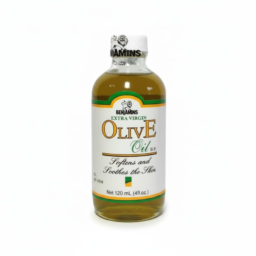 Benjamins extra virgin olive oil 4oz bottle front view for quick finishing.