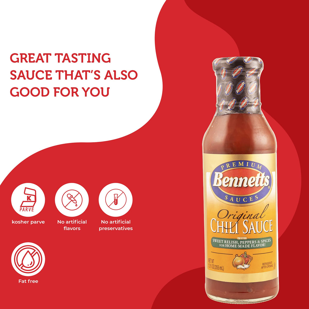 Pouring Bennett's Original Chili Sauce to glaze burgers and hot dogs
