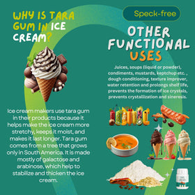 Benosen Tara Gum Powder label emphasizes vegan, clean-label thickener for recipes.