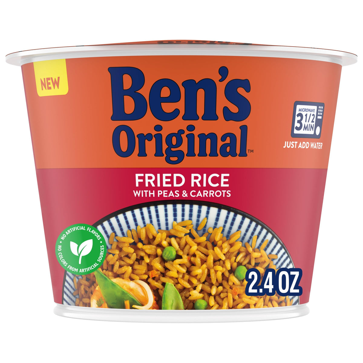 BEN'S ORIGINAL Fried Rice Cup front view, ready to heat for a quick snack