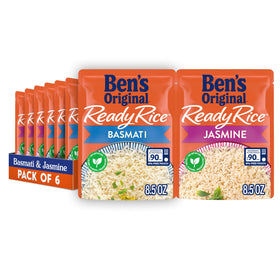 BEN'S ORIGINAL Ready Rice basmati variety pack pouches for quick, aromatic meals.