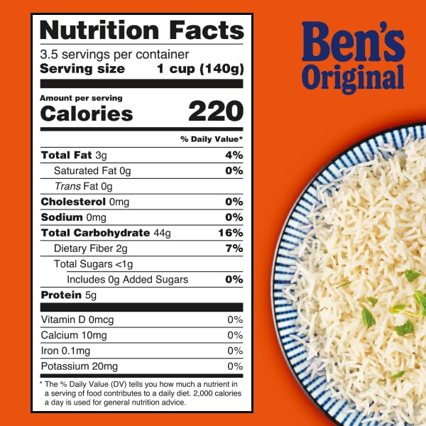 BEN'S ORIGINAL Ready Rice Basmati vegetarian and low sodium option.