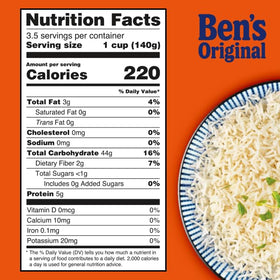 BEN'S ORIGINAL Ready Rice Basmati vegetarian and low sodium option.