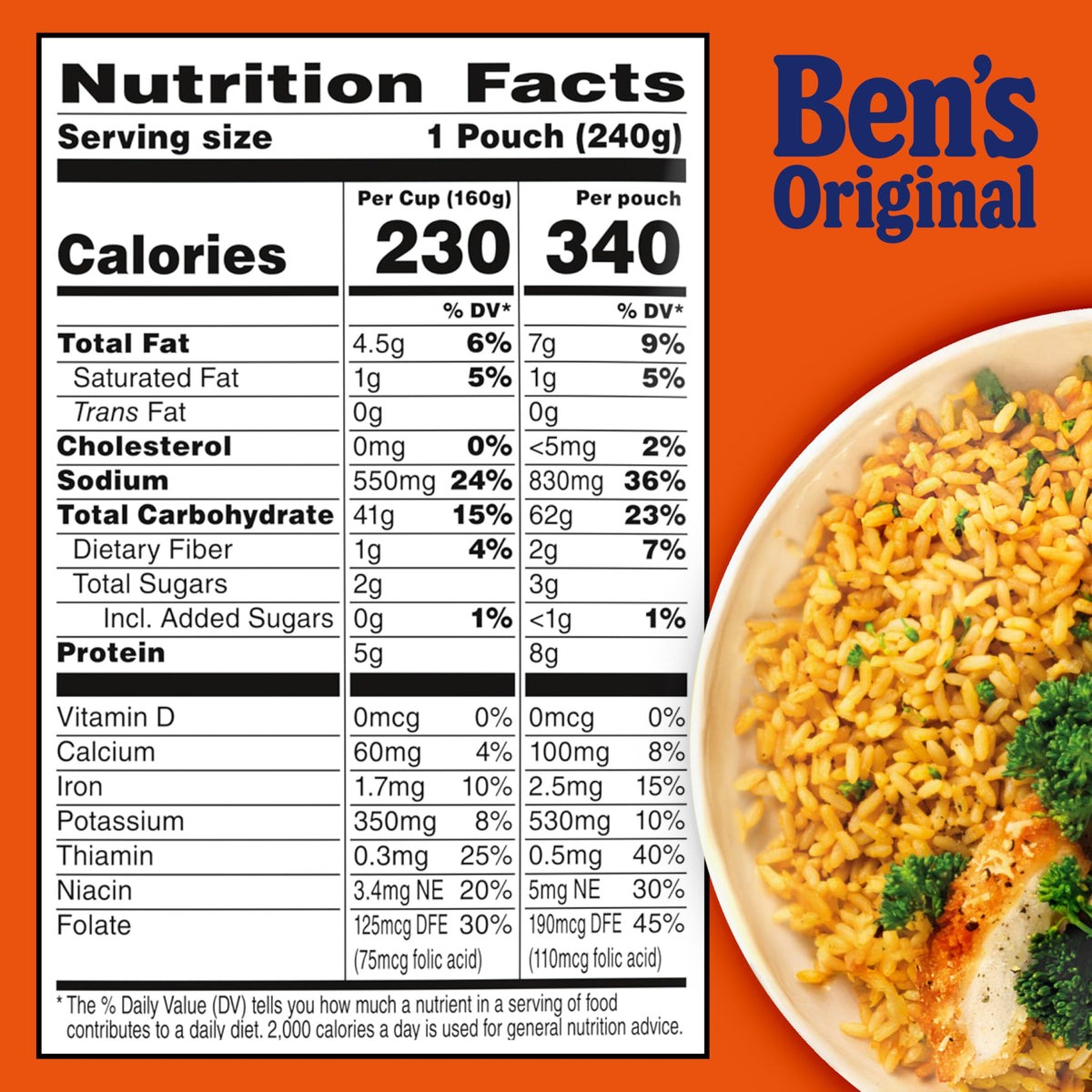 BEN'S ORIGINAL Ready Rice cheddar broccoli ingredients, simple and vegetarian