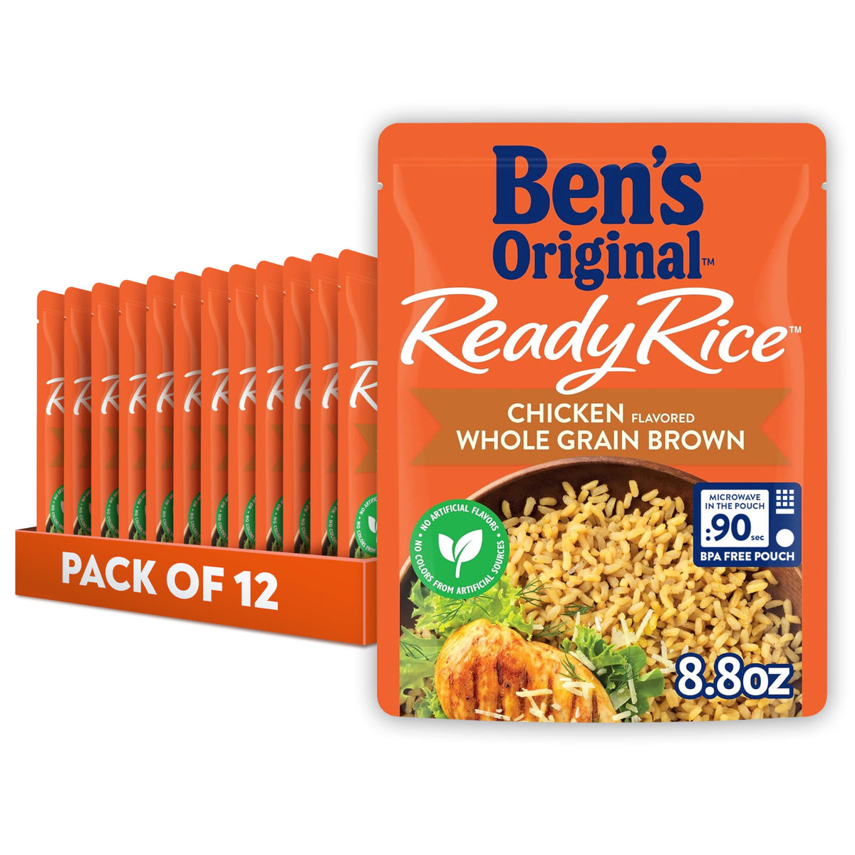 BEN'S ORIGINAL Ready Rice chicken flavored brown rice pouch microwaved, ready in 90 seconds