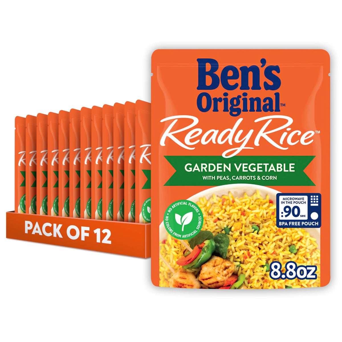 BEN'S ORIGINAL Ready Rice Garden Vegetable pouch—quick, flavorful side in 90 seconds.